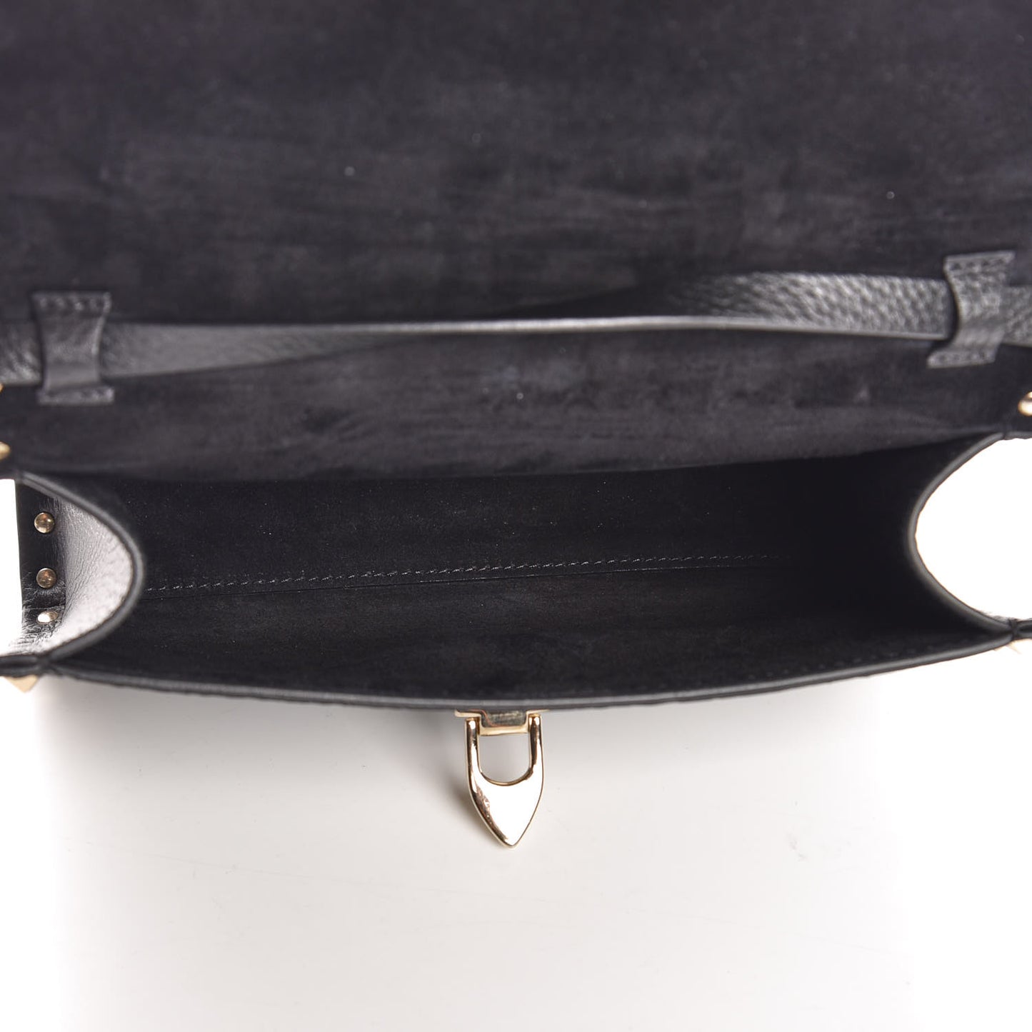 Pebbled Calfskin Medium Rockstud Flip Lock Crossbody Bag Black
