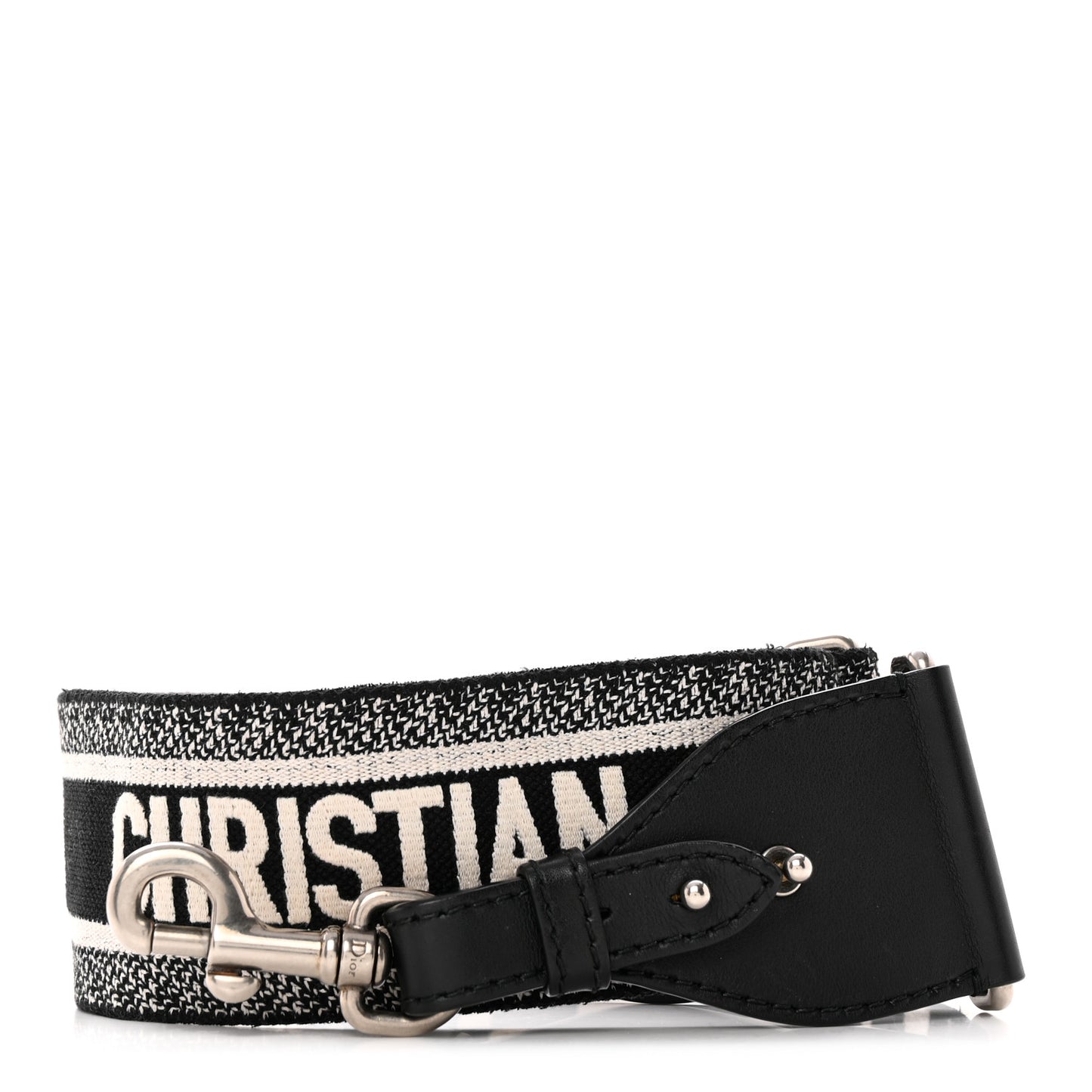 Canvas Embroidered Shoulder Strap Black White