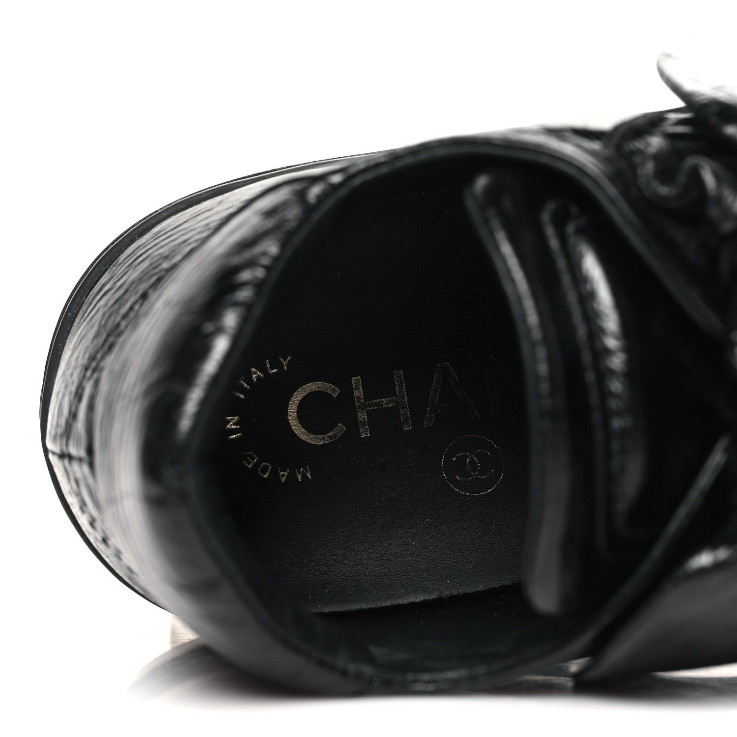 Chanel Crumpled Calfskin Womens CC Bow Sneakers 35.5 Black 8 of 10