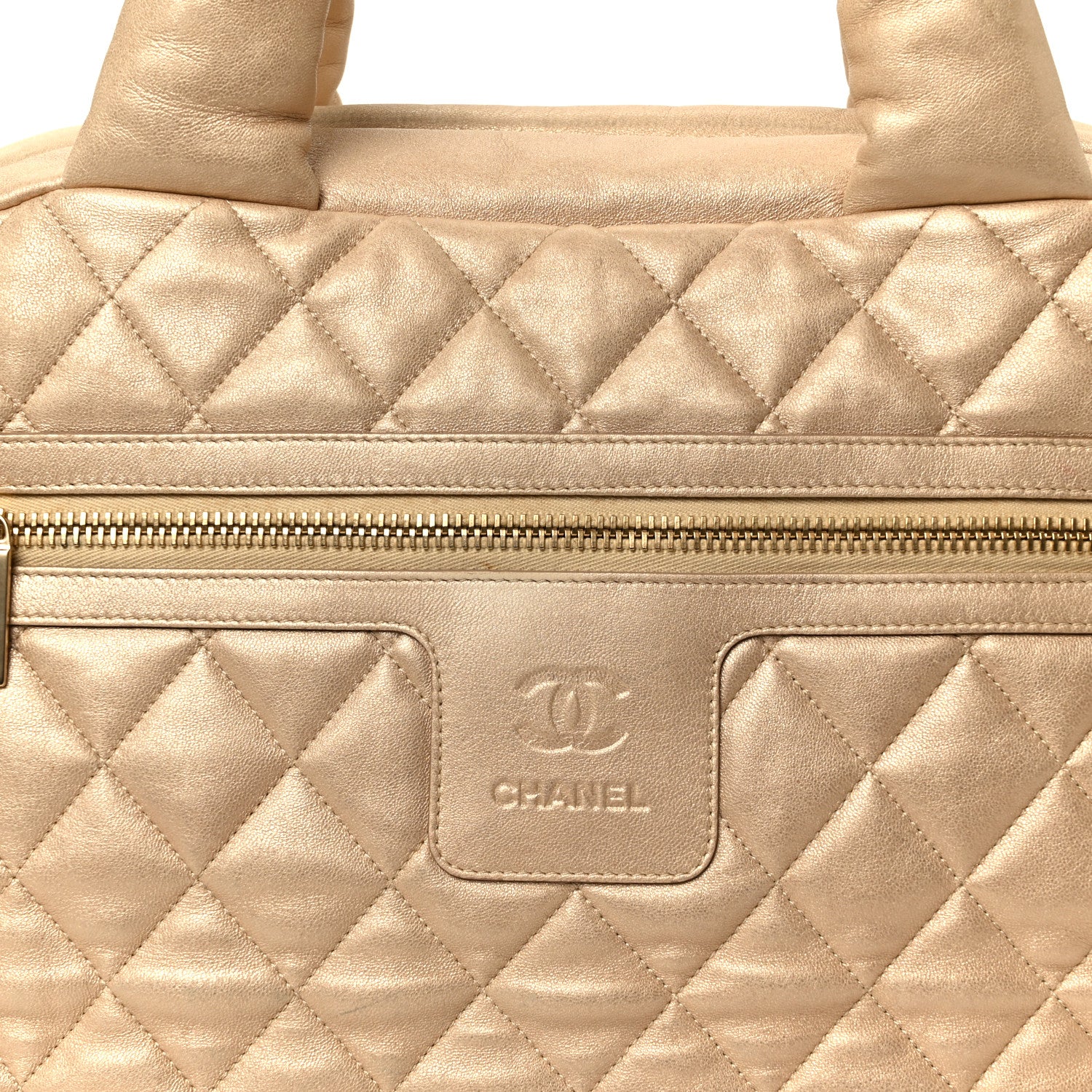 Chanel Metallic Lambskin Quilted Coco Cocoon Bowler Light Gold 8 of 11