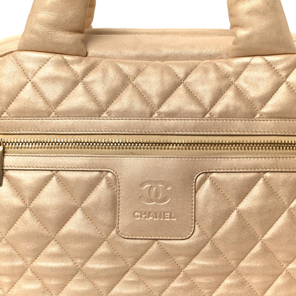 Chanel Metallic Lambskin Quilted Coco Cocoon Bowler Light Gold 8 of 11