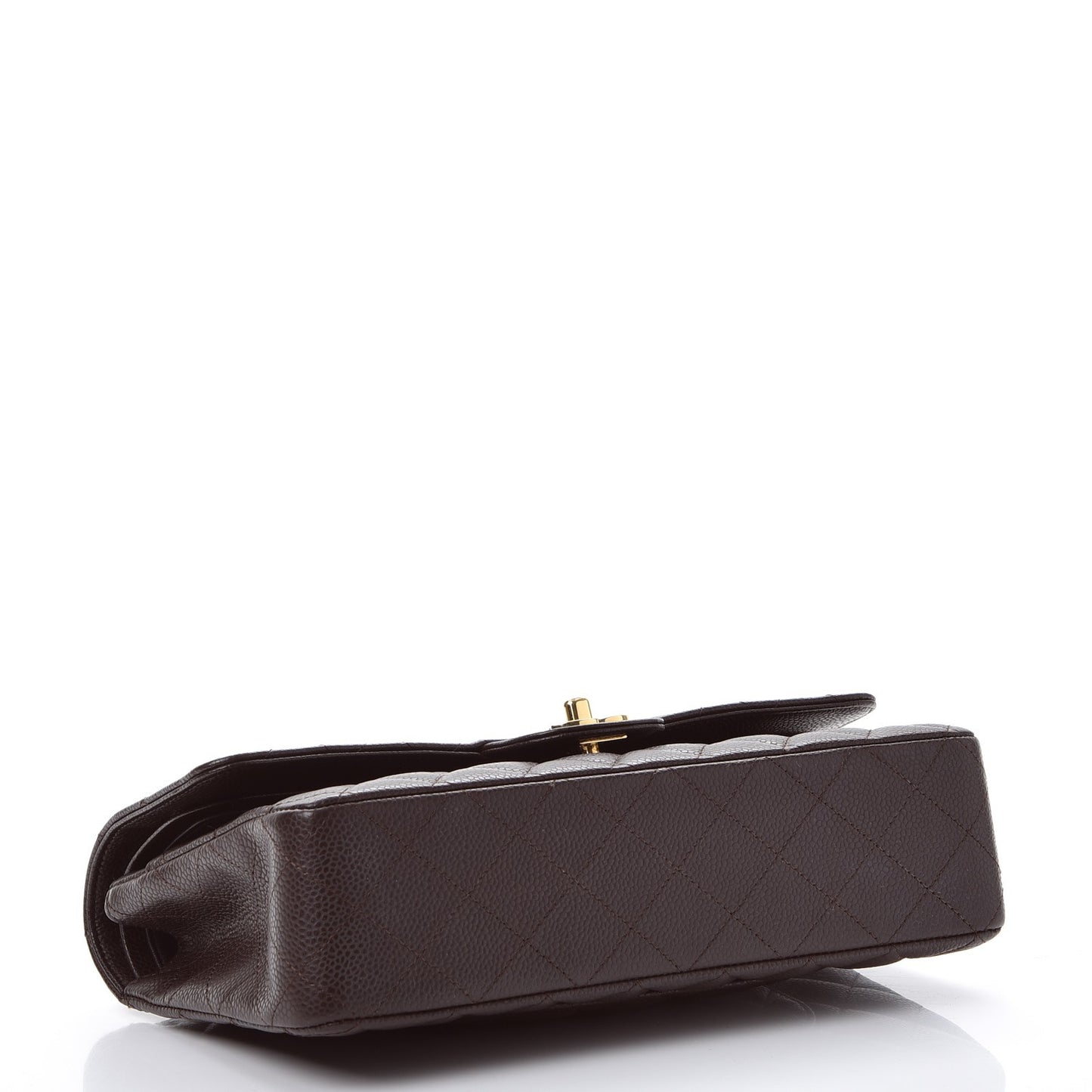 Caviar Quilted Medium Double Flap Brown