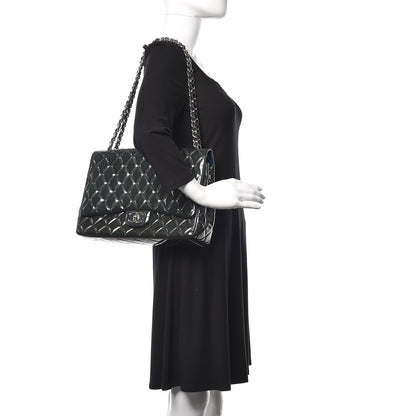 Chanel Patent Quilted Maxi Double Flap Navy Blue 3 of 23