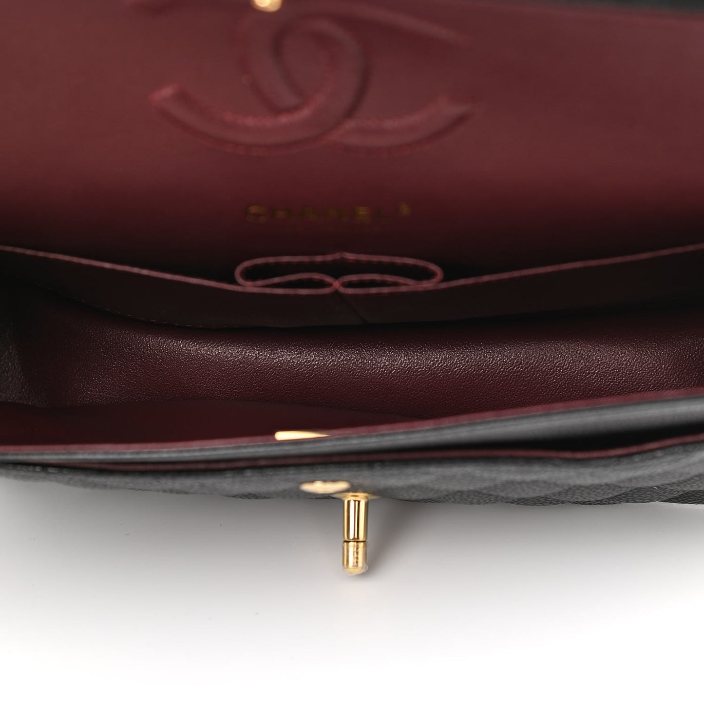 Caviar Quilted Medium Double Flap Black