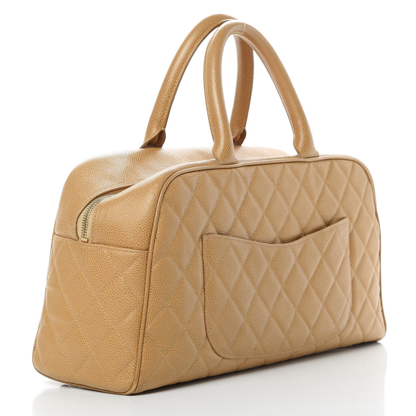 Caviar Quilted Large Bowler Bag Beige