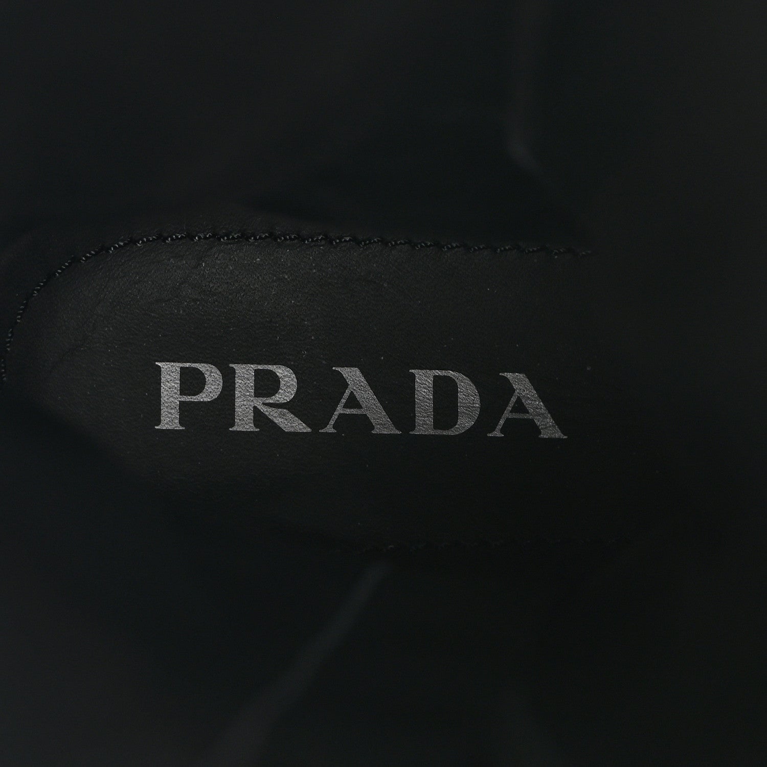 Prada Vitello Lux Nylon Metal Triangle Logo Monolith Pouch Pocket 55mm Tall Combat Boots 38.5 Black 6 of 11