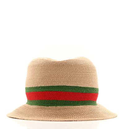 Gucci Abaca Straw Web Fedora Hat L 6 of 11