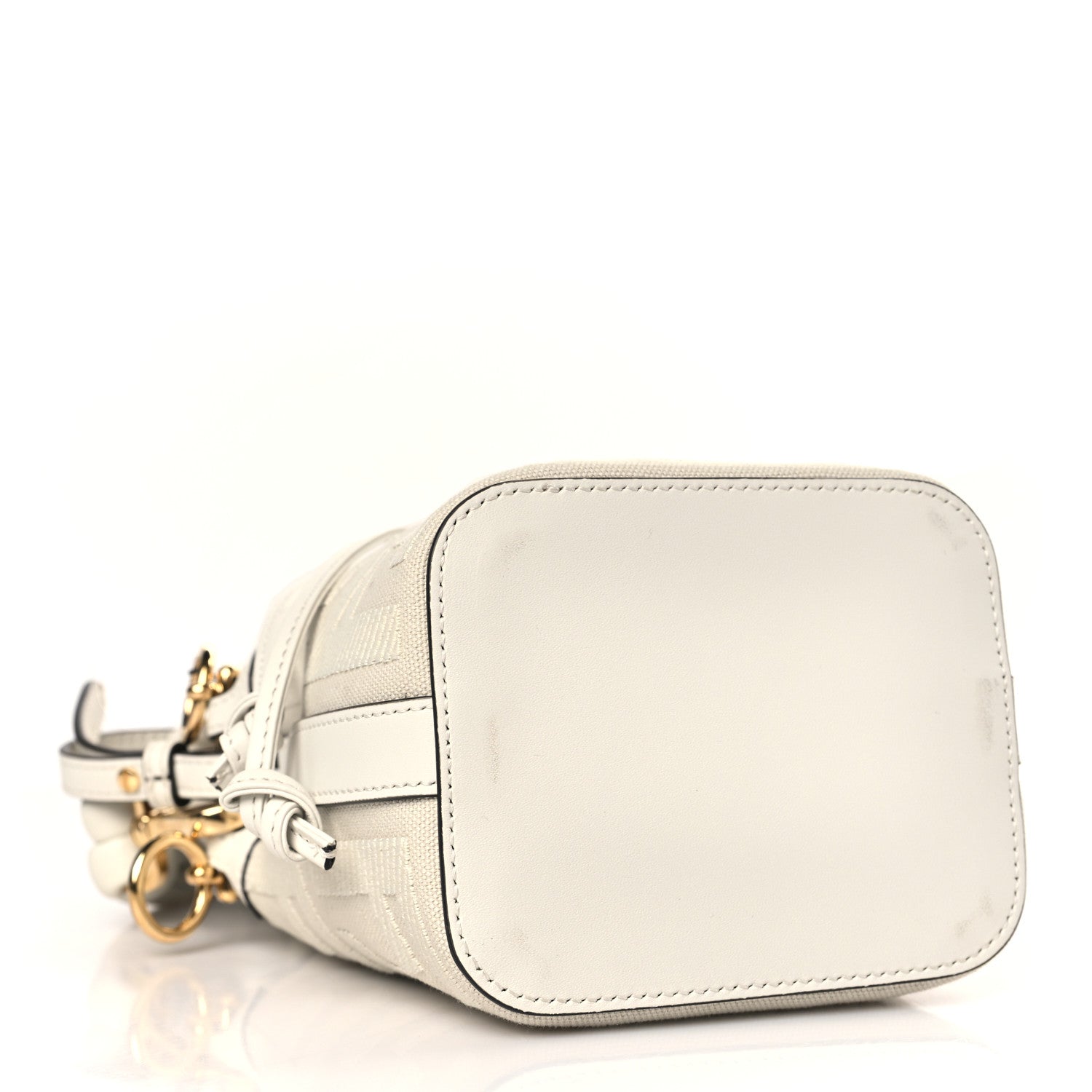 Fendi Canvas Nappa F is Fendi FF Embroidered Mini Mon Tresor Bucket Bag White Ice 4 of 7