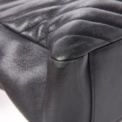 Saint Laurent Sheepskin Matelasse Chevron Large Monogram Shopping Bag Black 14 of 16