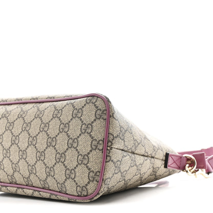 Gucci GG Supreme Monogram Small Zippered Tote Beige New Rosette 10 of 13