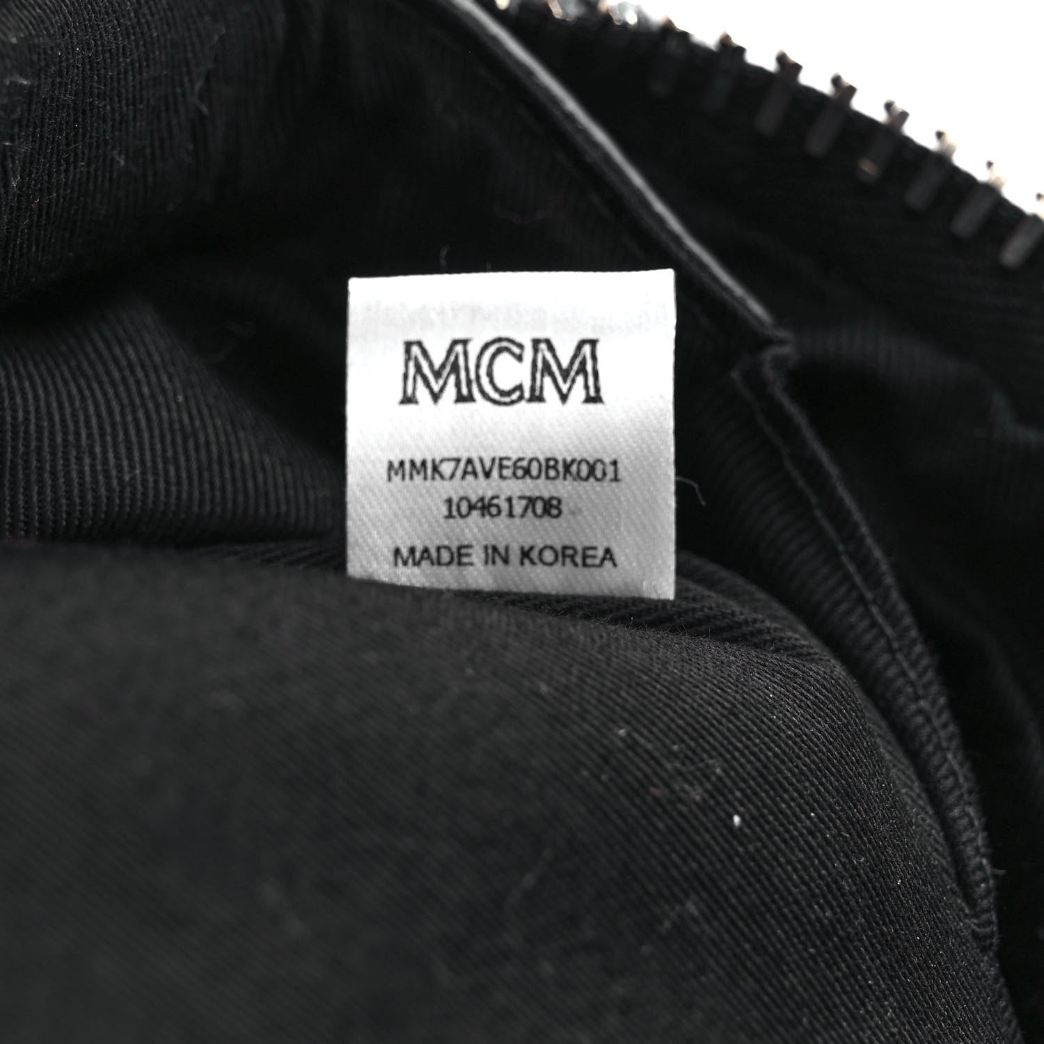 MCM Shearling Stripe Logo Stark Backpack Black White 7 of 9