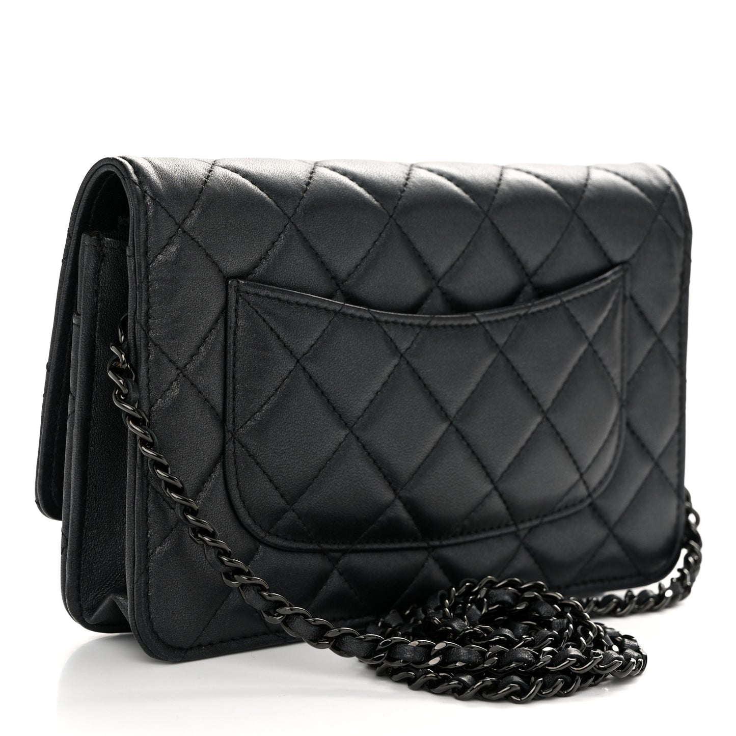 Lambskin Quilted Wallet On Chain WOC So Black