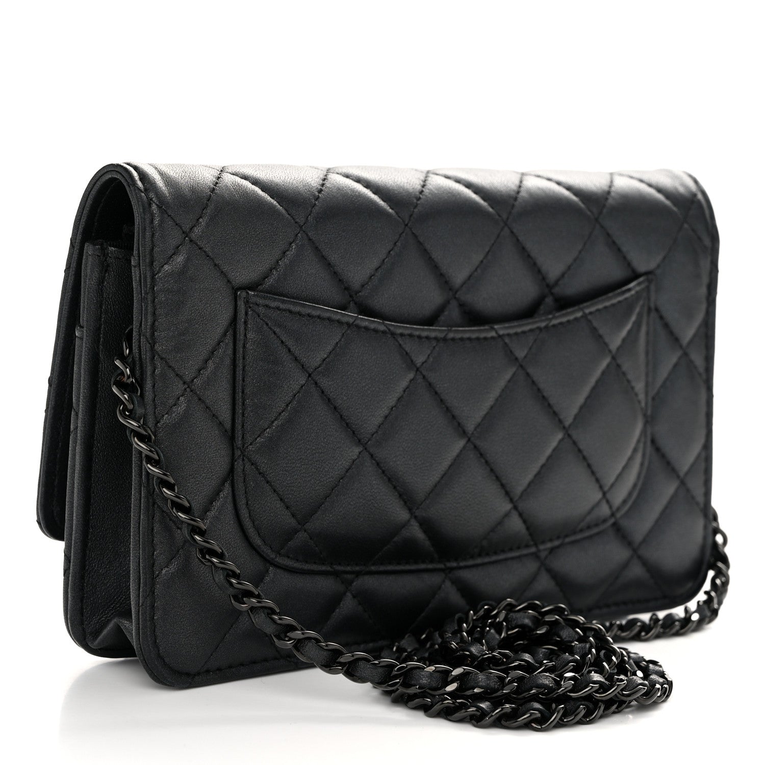 Chanel Lambskin Quilted Wallet On Chain WOC So Black 3 of 12