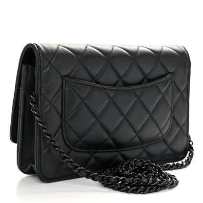 Chanel Lambskin Quilted Wallet On Chain WOC So Black 3 of 12