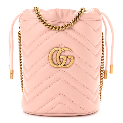 Gucci Calfskin Matelasse Mini GG Marmont 2.0 Bucket Bag Perfect Pink 1 of 10