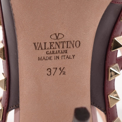 Valentino Garavani Calfskin Nappa Rockstud Ankle Strap 100mm Pumps 37.5 Griotte 6 of 7