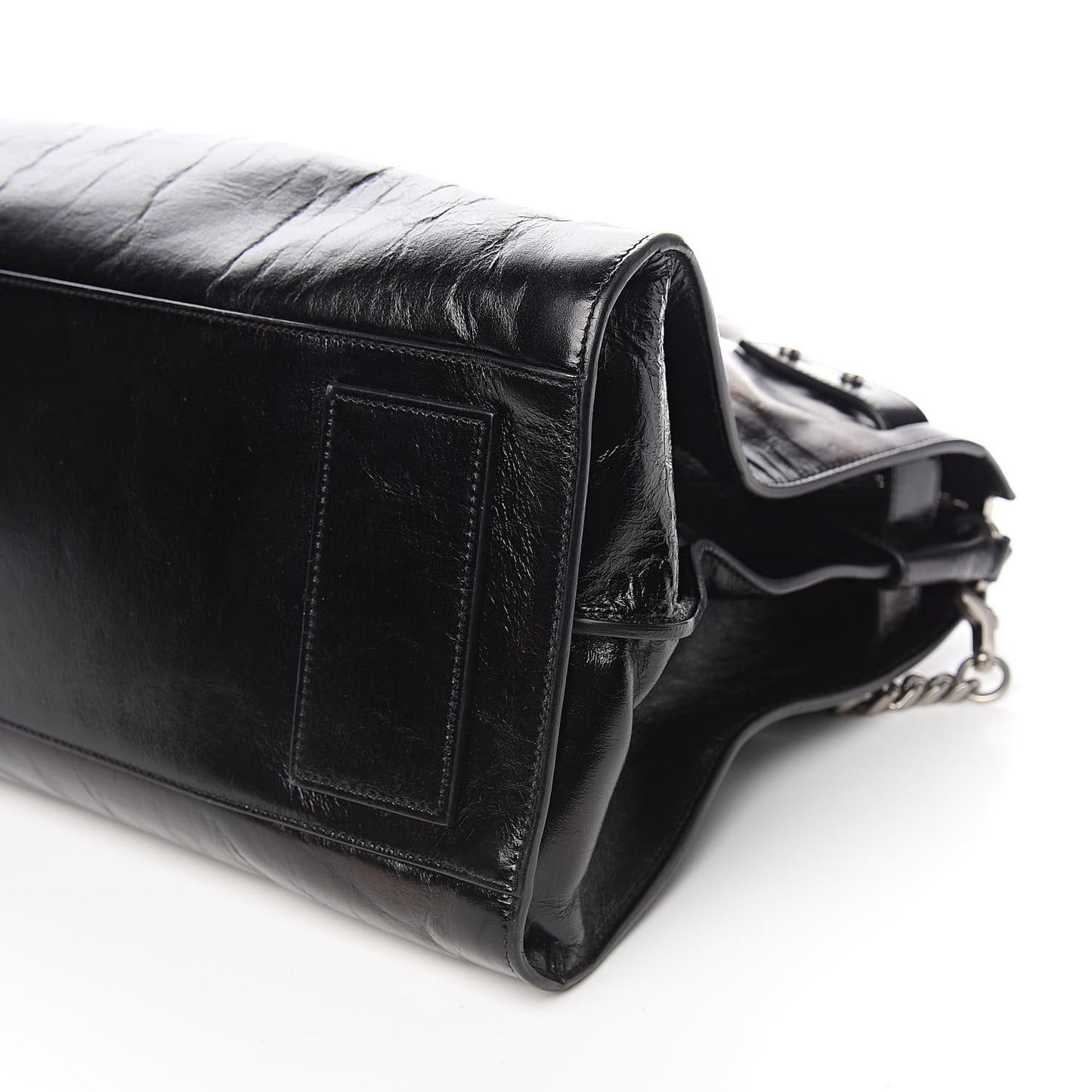 Cracked Shiny Calfskin Souple 36H Sac De Jour Duffle Black