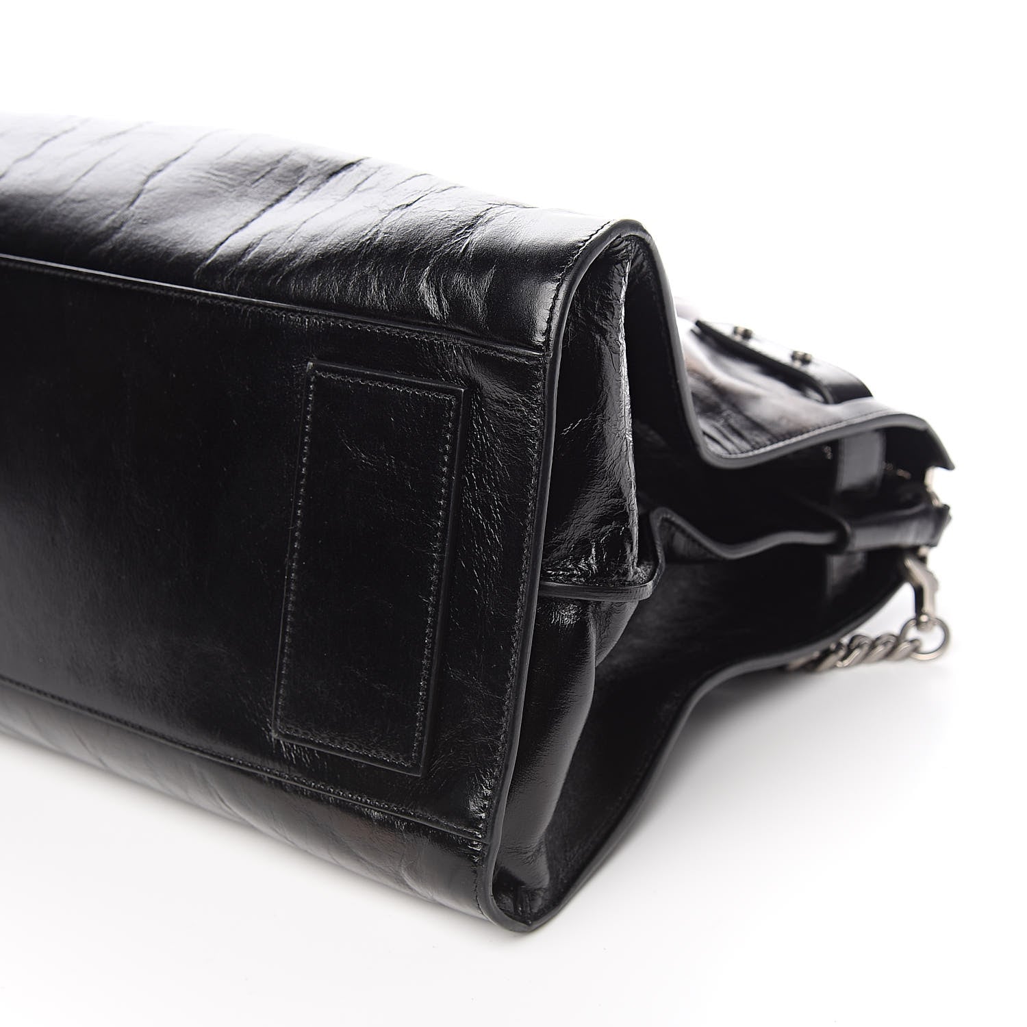 Saint Laurent Cracked Shiny Calfskin Souple 36H Sac De Jour Duffle Black 9 of 10