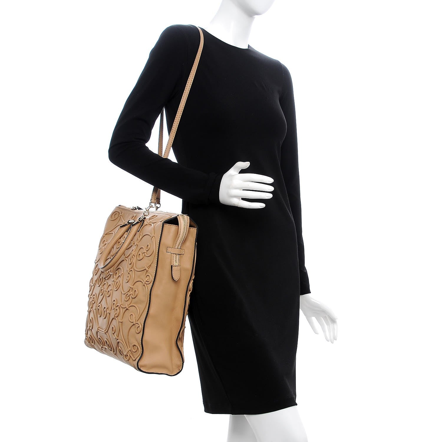 Valentino Garavani Nappa Intricate Soutache Tote Camel 2 of 7