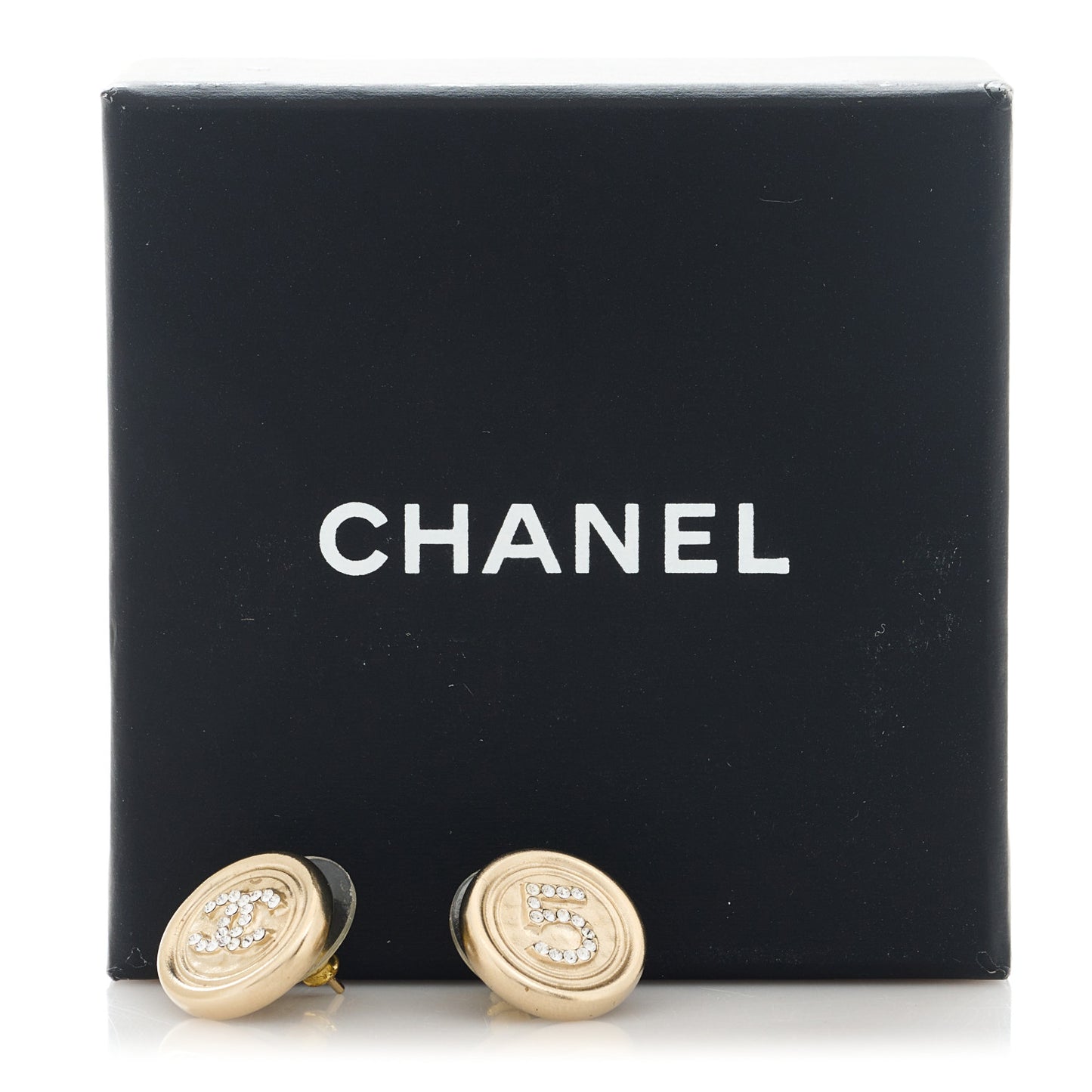 Crystal CC No 5 Round Earrings Gold