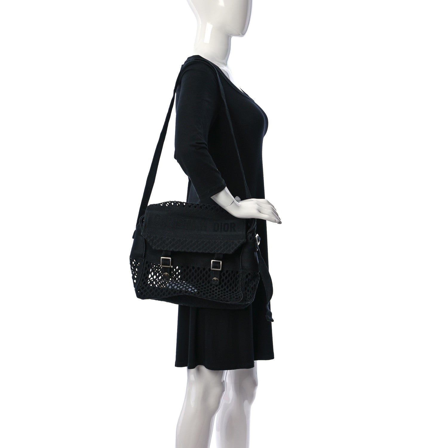 Christian Dior Canvas Embroidered Mesh Diorcamp Messenger Black 3 of 15