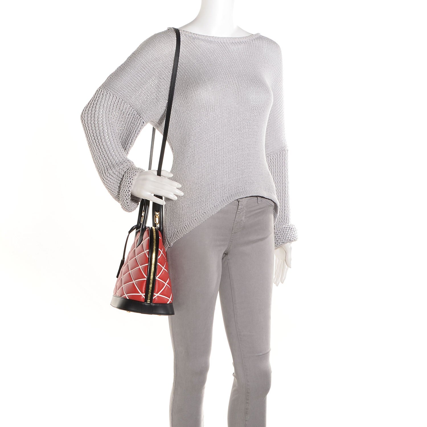 Louis Vuitton Lambskin Malletage Alma PM Red 2 of 7