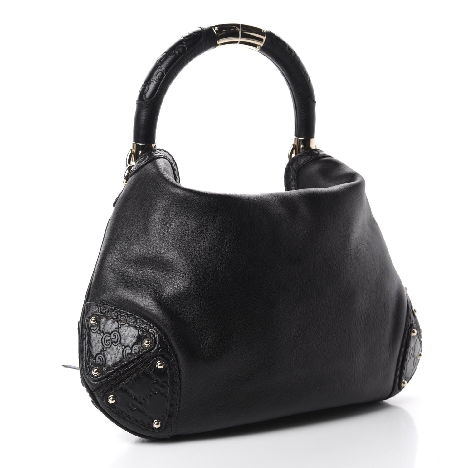 Gucci Calfskin Medium Indy Top Handle Hobo Black 3 of 10