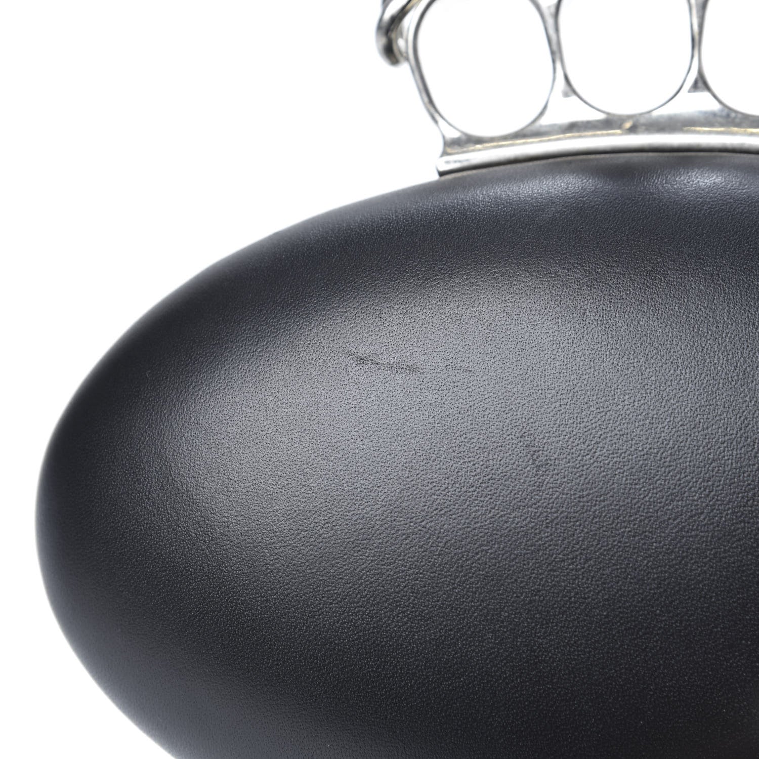 Alexander McQueen Nappa Skull Knuckle Oval Box Clutch Black 10 of 11