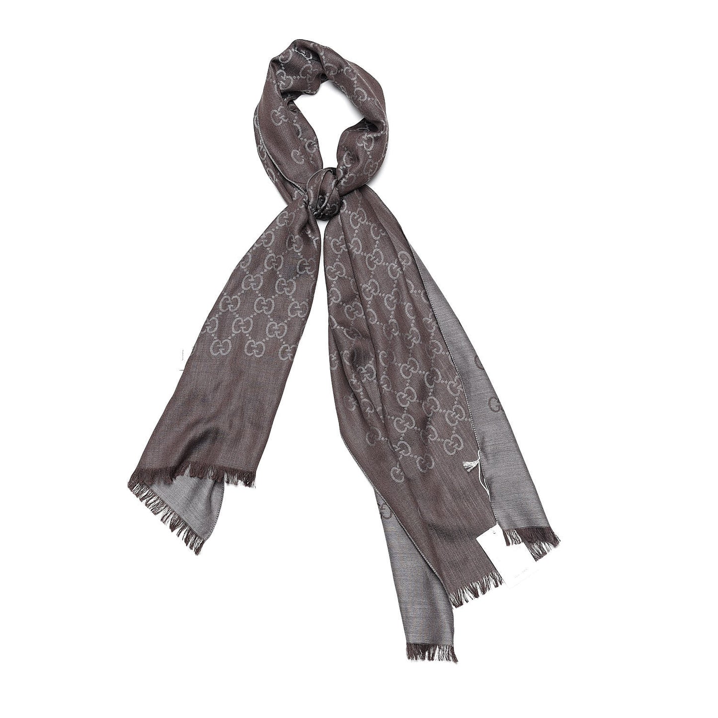 Wool Silk GG Monogram GGNat Scarf Rope Dark Brown