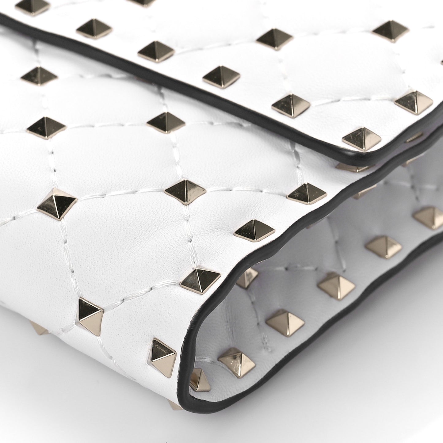 Nappa Rockstud Spike Wallet On Chain Optic White