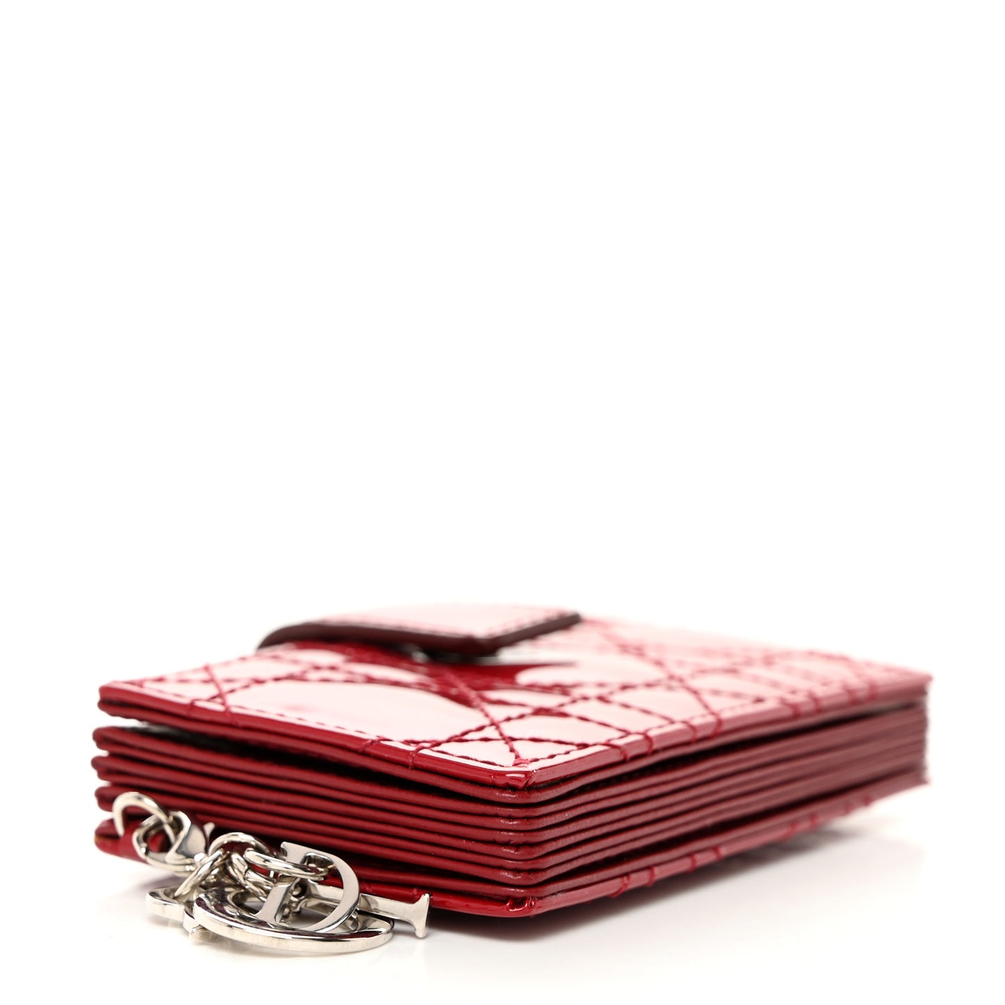 Patent Cannage Lady Dior 5-Gusset Card Holder Scarlet