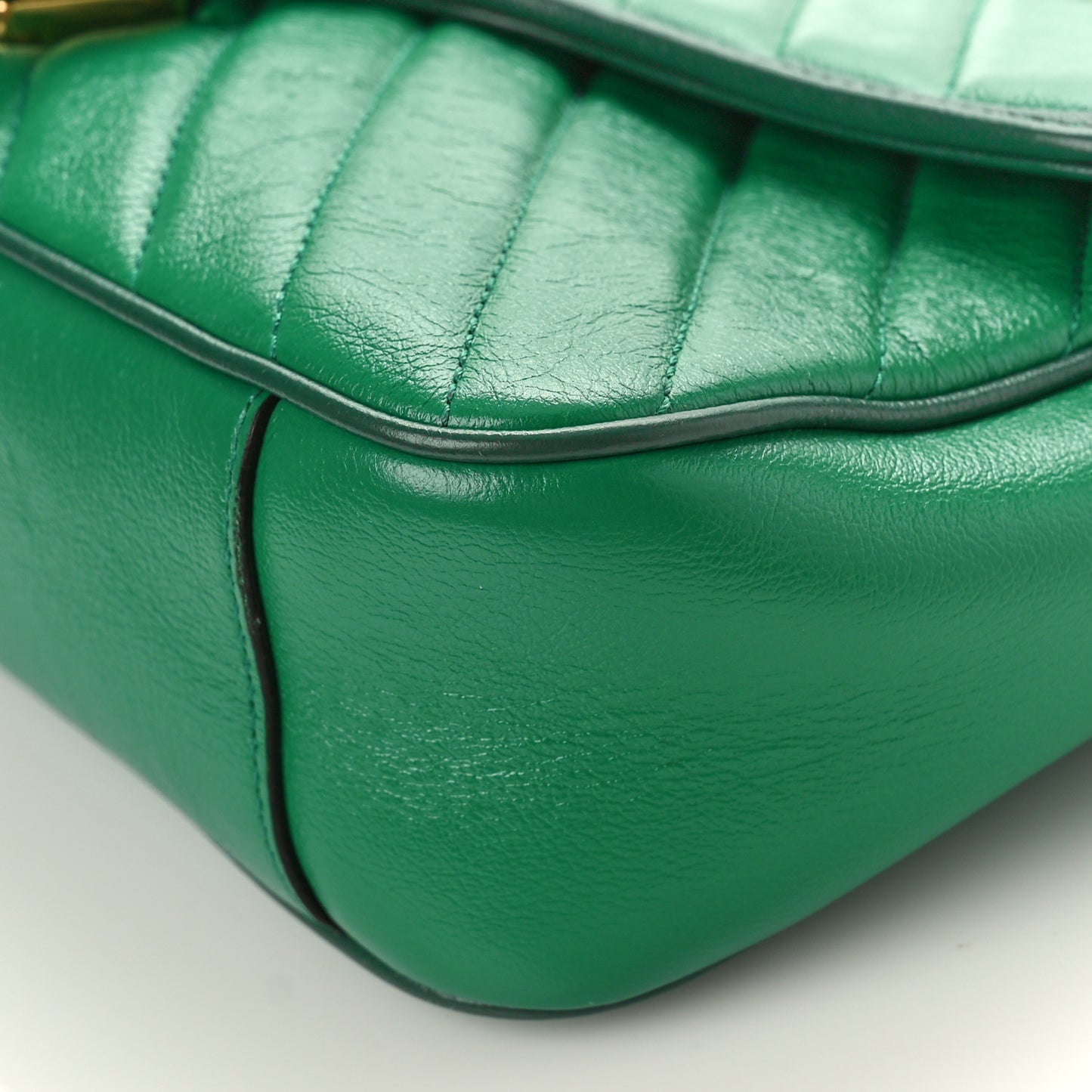 Azalea Calfskin Enamel Matelasse Diagonal Small Torchon GG Marmont Shoulder Bag New Shamarock Emerald