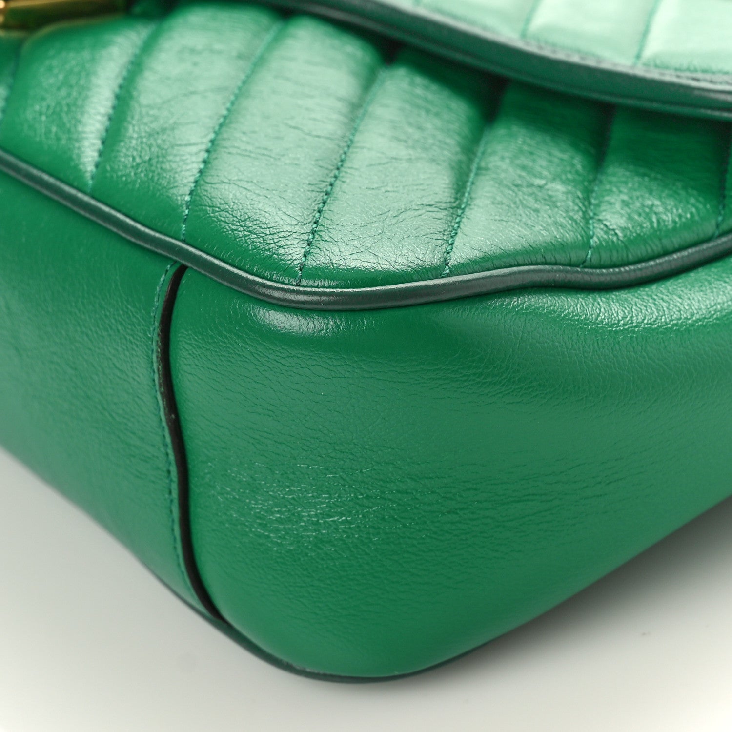 Gucci Azalea Calfskin Enamel Matelasse Diagonal Small Torchon GG Marmont Shoulder Bag New Shamarock Emerald 9 of 10