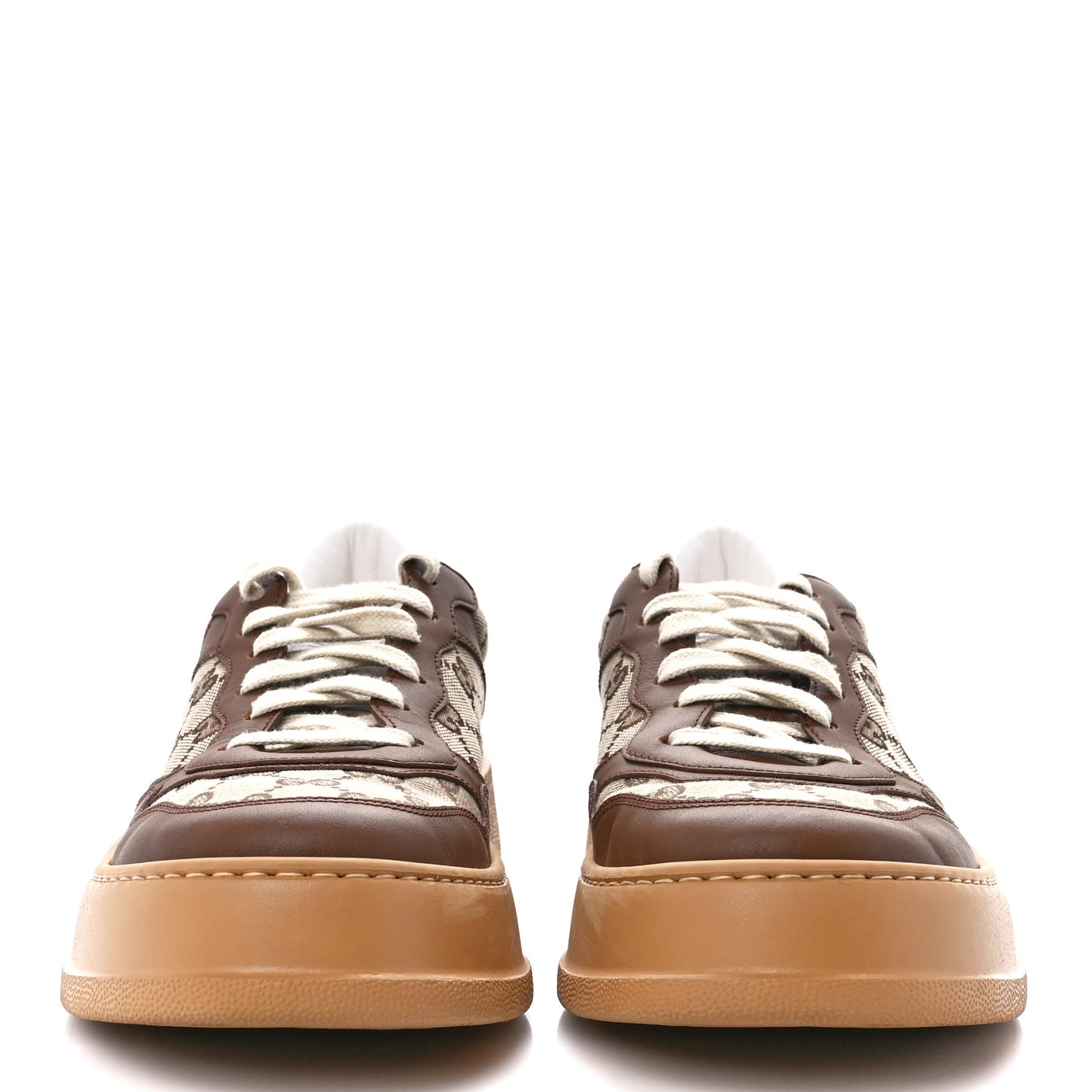 Calfskin GG Monogram Womens Platform 55mm Sneakers 42 Hezelnut Beige Ebony Mystic White