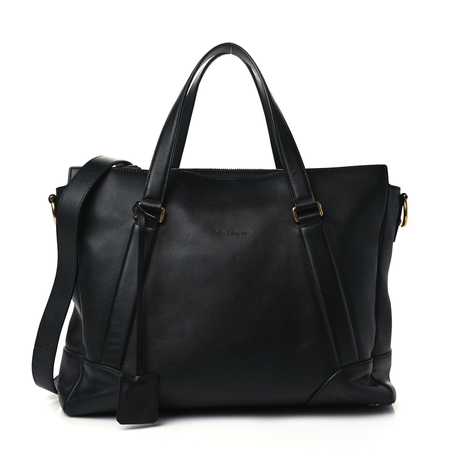 Salvatore Ferragamo Calfskin Tote Black 1 of 8