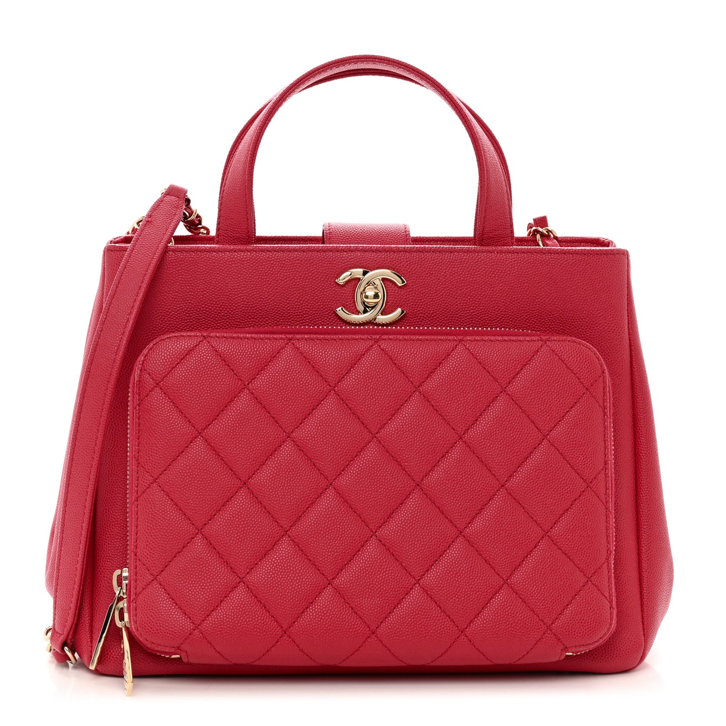Caviar Quilted Small Business Affinity Shopping Bag Red
