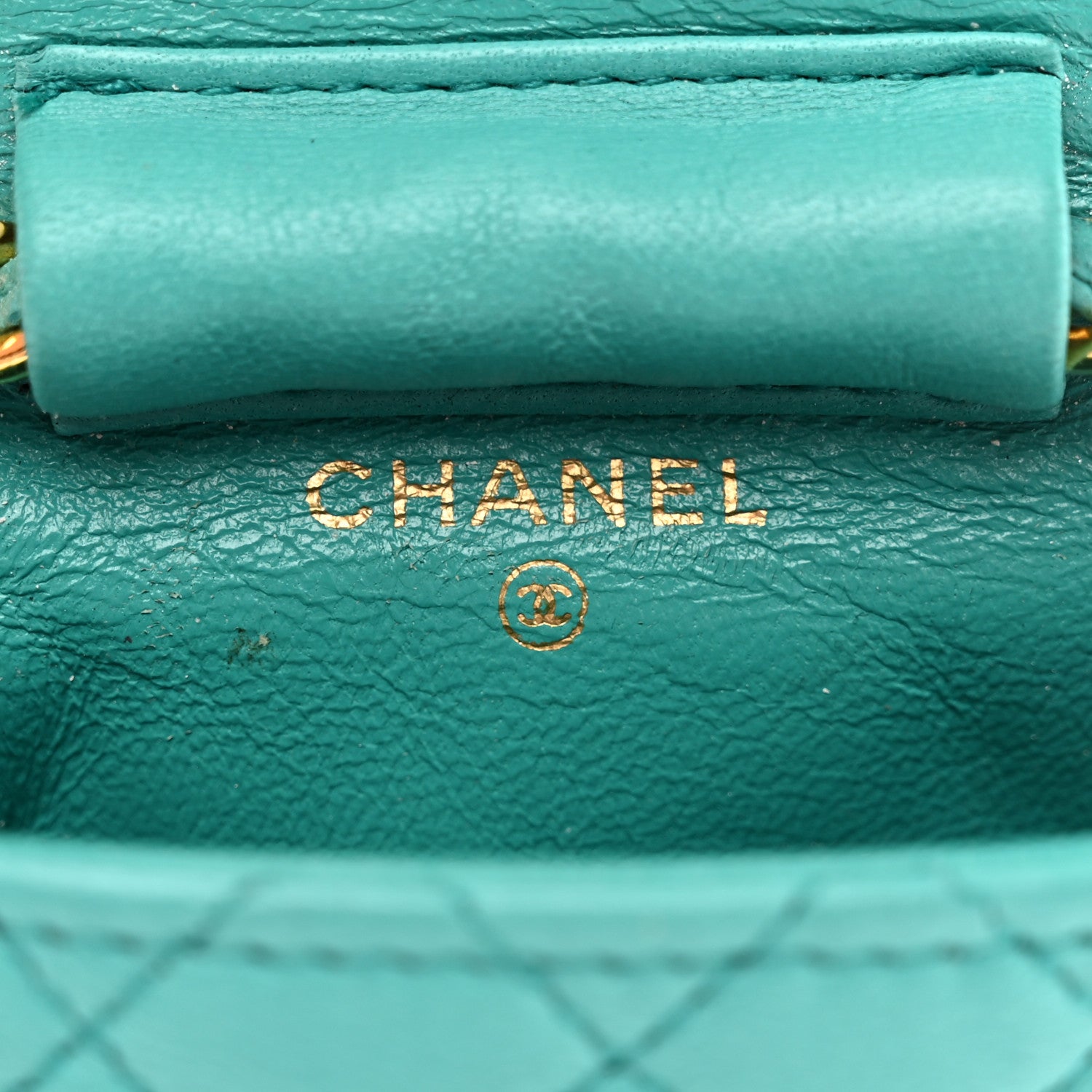 Chanel Lambskin Quilted Mini Pouch Bag Charm Keychain Turquoise 6 of 13