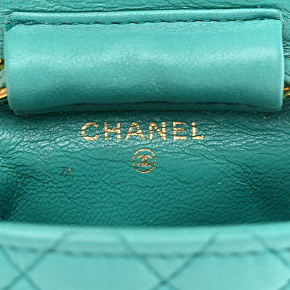 Chanel Lambskin Quilted Mini Pouch Bag Charm Keychain Turquoise 6 of 13