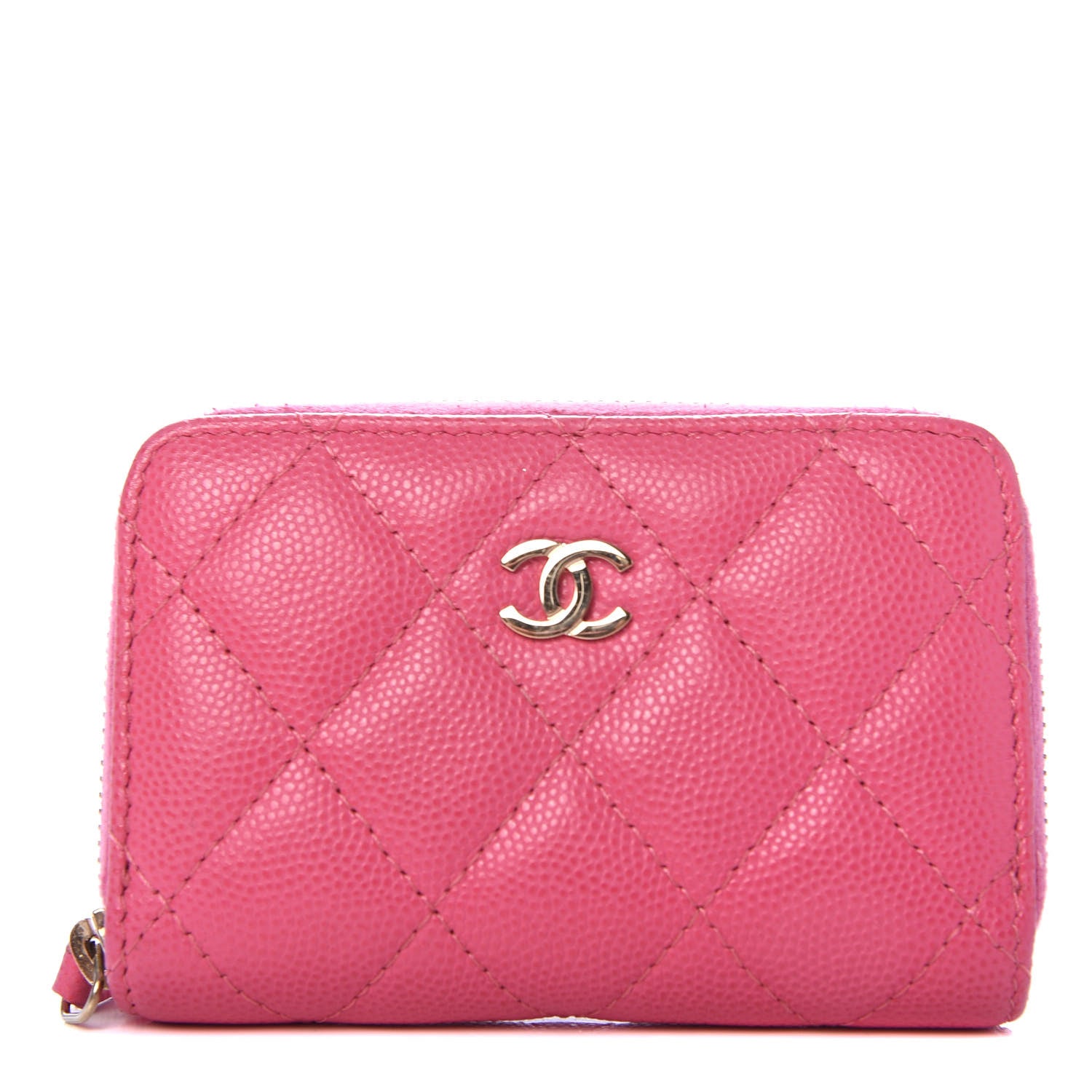 Chanel Caviar Quilted Zip Coin Purse Pink 1 of 8