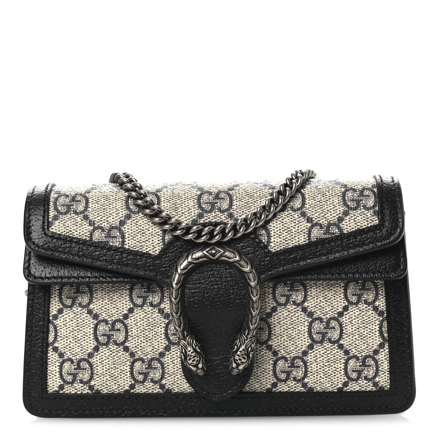 GG Supreme Monogram Textured Dollar Calfskin Super Mini Dionysus Shoulder Bag Beige Blue