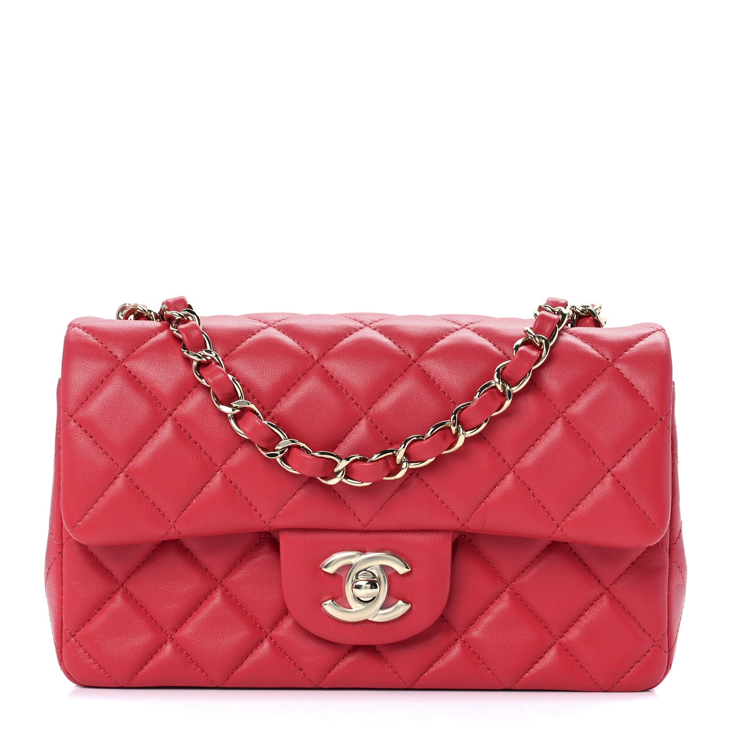 Chanel Lambskin Quilted Mini Rectangular Flap Red 1 of 13