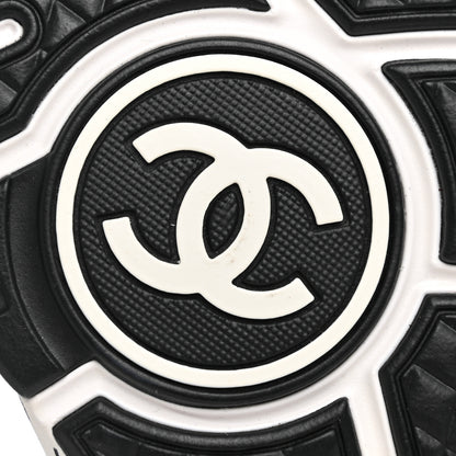 Chanel Nylon Suede Calfskin Printed CC Sneakers 39 White Black 6 of 8