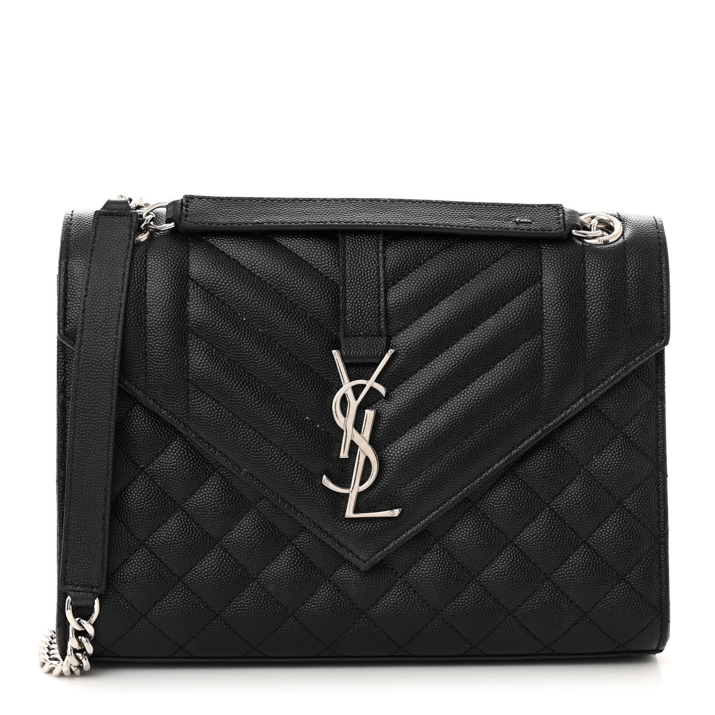 Grain De Poudre Textured Mixed Matelasse Triquilt Medium Monogram Satchel Black