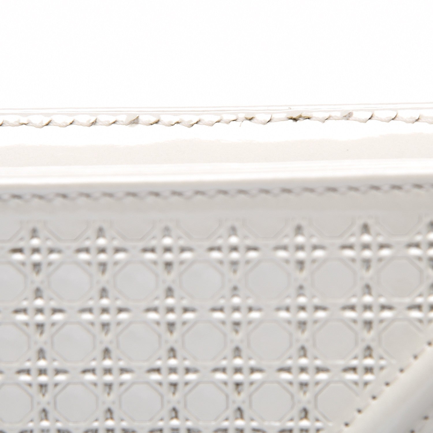 Christian Dior Patent Micro-Cannage Diorama Wallet on Chain Pouch White 9 of 10