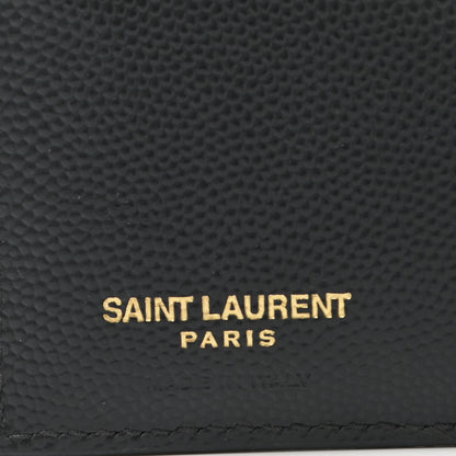 Saint Laurent Grain De Poudre Matelasse Chevron Monogram Zipped Card Case Dark Smog 6 of 8