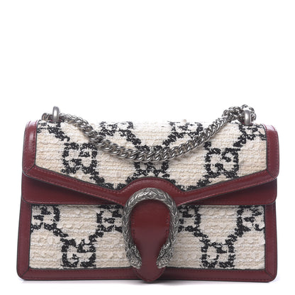 Gucci Tweed GG Monogram Small Dionysus Shoulder Bag White Black Romantic Cherry 1 of 14