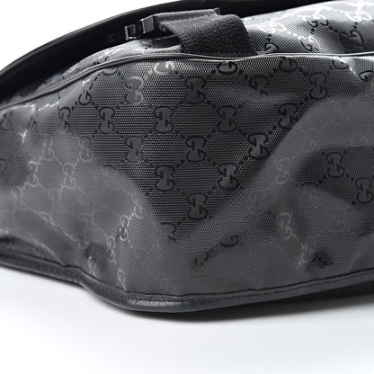 Gucci Imprime Monogram Large Double Buckle Flap Messenger Bag Black 9 of 12