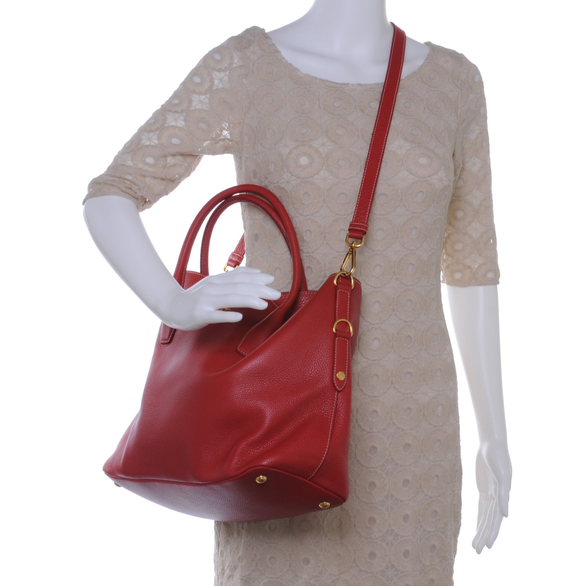 Prada Vitello Daino Tote Rosso 2 of 8