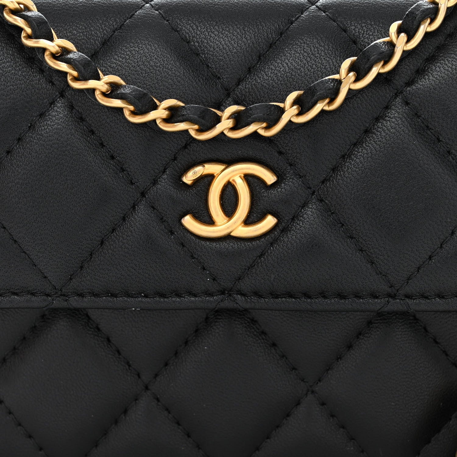 Chanel Lambskin Quilted Pearl Crush Clutch With Chain Black 9 of 12