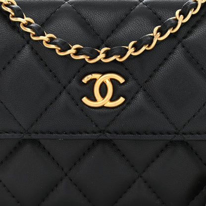 Chanel Lambskin Quilted Pearl Crush Clutch With Chain Black 9 of 12